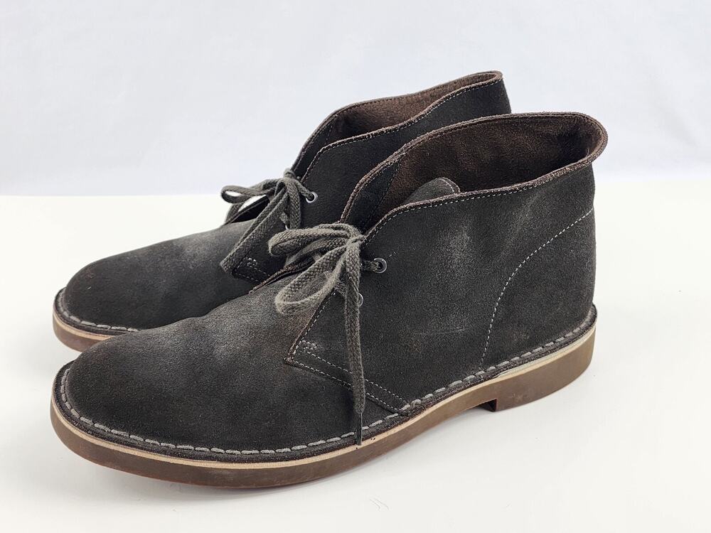 Mens Clarks Bushacre Lace-Up Gray Suede Chukka Boots Men's 10.5 M Very Nice